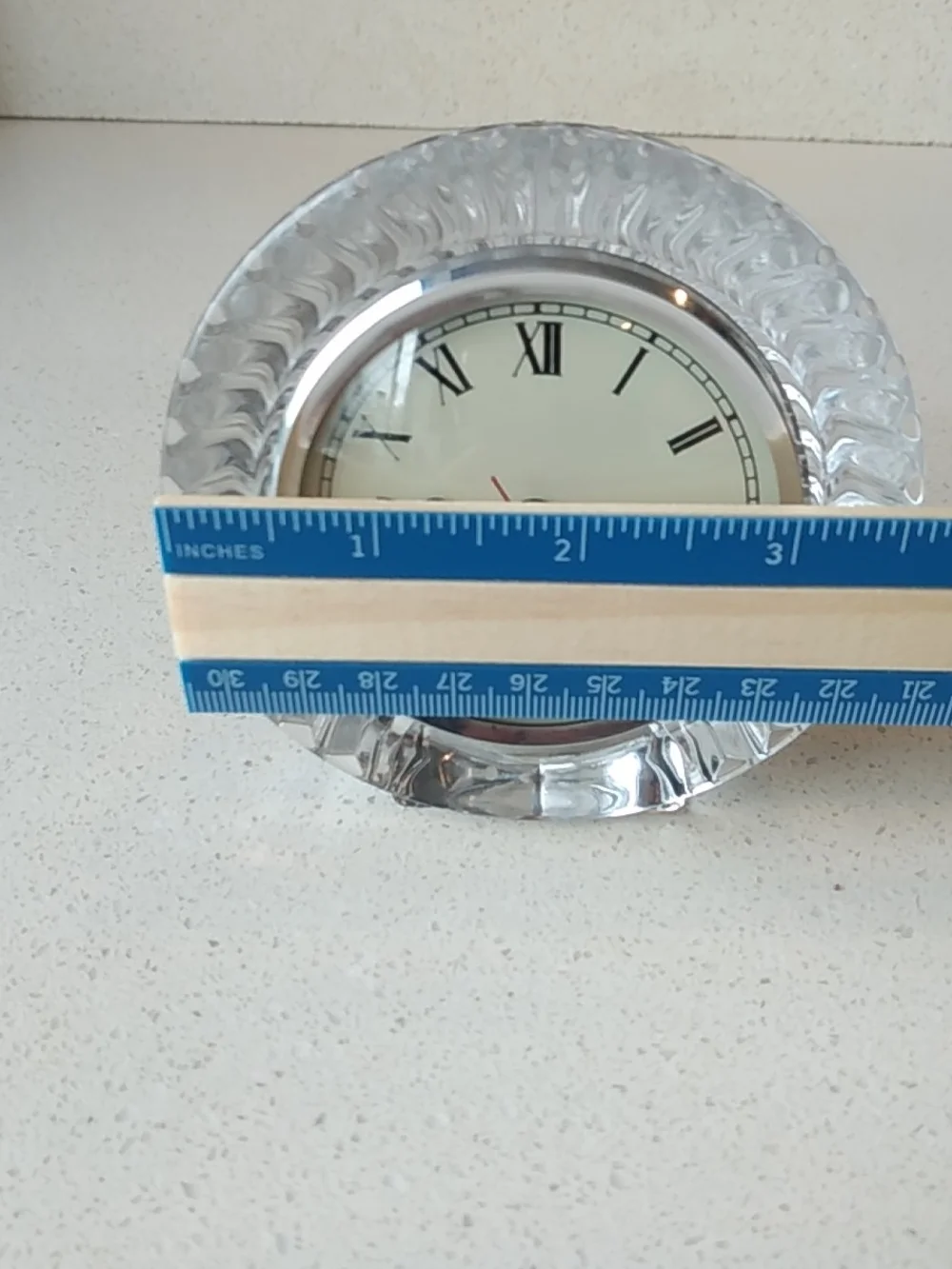 Cristal D'Arques France Classic Clear Crystal Table Clock - Silver Tone Accent